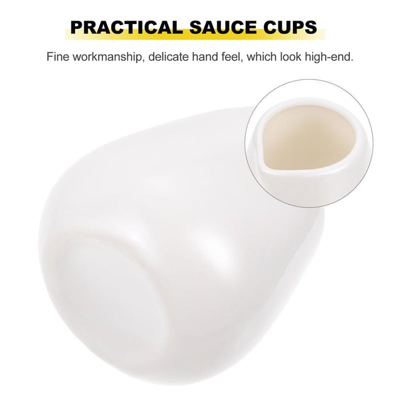 Large White Ceramic Milk Jugs 2 Piece Set Sauce Containers Pitchers For Kitchen Dining - Image 4