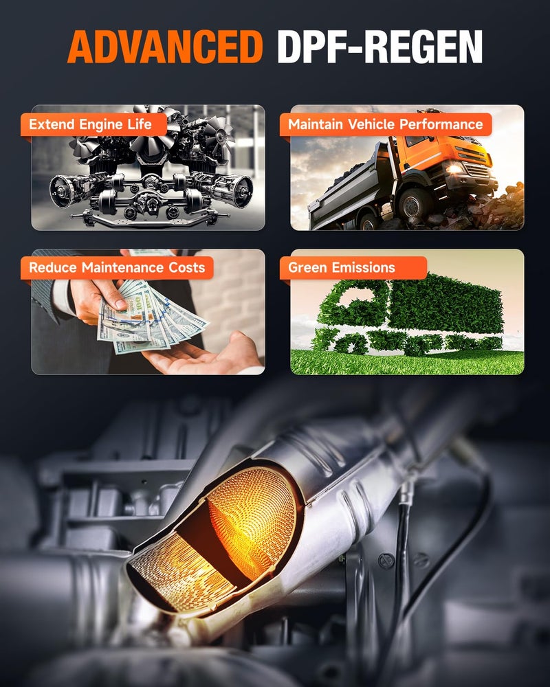 ANCEL HD3400 Pro Heavy Duty Truck Scanner | DPF Regeneration, Lifetime Free Update, Compatible with Commercial Vehicles with Cummins, Paccar, Caterpillar, Detroit, Volvo, Mack, International Engines - Image 2