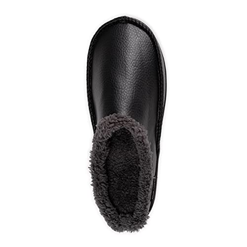 MUK LUKS Men's Faux Leather Clog Slipper, Black, 8-9 - Image 2