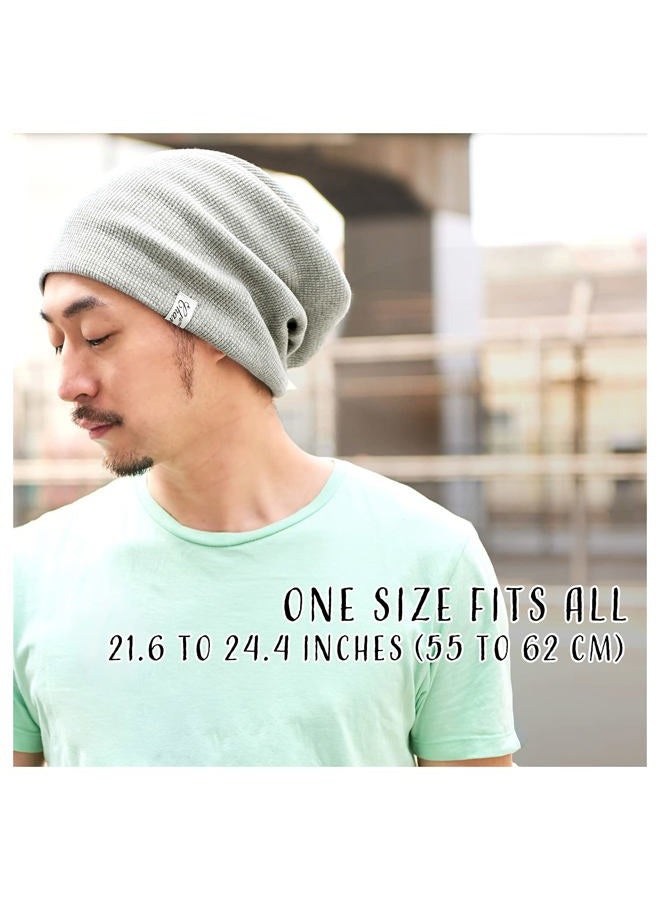 Charm Slouch Beanie Hat for Mens and Women - Baggy Slouchy Stretchy ElasticWomens Cotton Chemo Hat Japanese Korean Fashion Men Style Light Gray - Image 3
