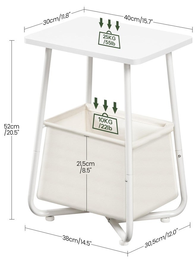 CHOEZON Side Table, Small Nightstand with Detachable Oxford Fabric Basket, Bedside Table, for Small Space, End Table, for Nursery, Living Room, Bedroom, White TBZ13WB - Image 3