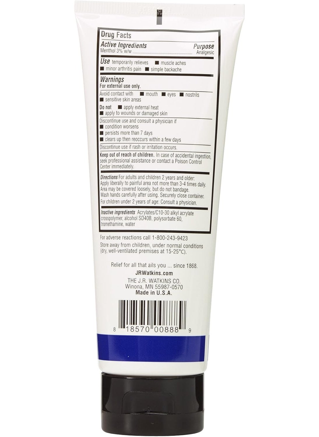 Watkins JR Watkins Deep Muscle Cooling Gel Default 33 Ounce  - Image 3