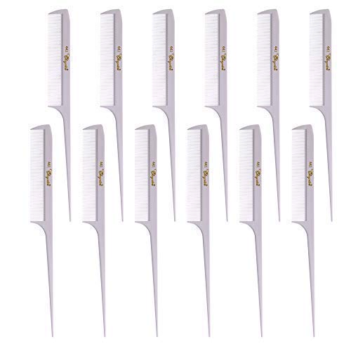 Krest Cleopatra 812 inch Rattail Combs Extra Fine Tooth Rat Tail Comb Model 441 Color White 1 Dozen