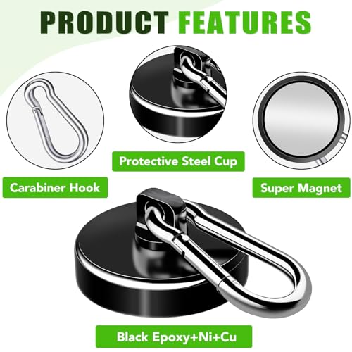 E BAVITE Carabiner Magnetic Hooks, 110LBS Strong Black Magnetic Hooks Heavy Duty with Swivel Carabiner Hook, Great for Hanging for Cruise, Garage, Kitchen, Refrigerator, Locker (40Pack) - Image 5