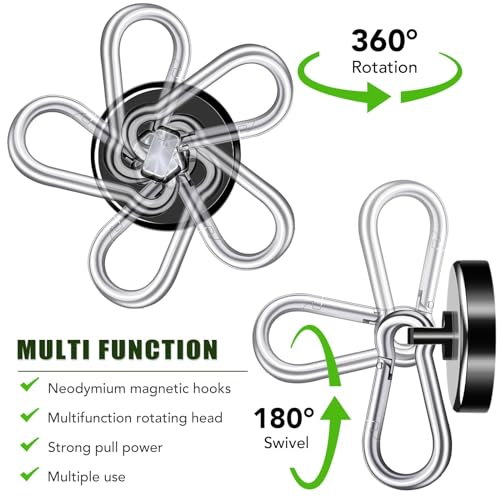 E BAVITE Carabiner Magnetic Hooks, 110LBS Strong Black Magnetic Hooks Heavy Duty with Swivel Carabiner Hook, Great for Hanging for Cruise, Garage, Kitchen, Refrigerator, Locker (40Pack) - Image 3