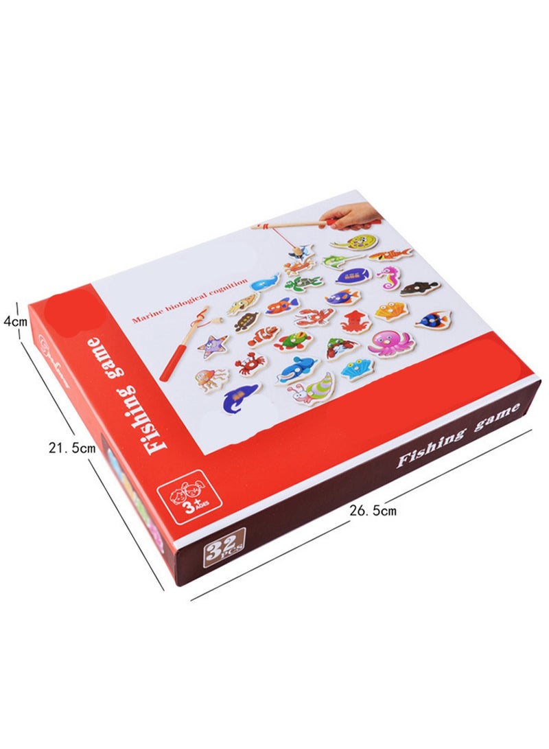 Magnetic Fishing Jigsaw Puzzle Game Fun Wooden Toys Kids Baby Gift - Image 5