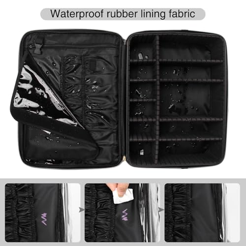 MONSTINA Extra Large Makeup Case 17 Inch Travel Makeup Train Case Professional Makeup Artist Case Nail Polish Organizer Storage Box with Two Adjustable Shoulder Strap - Image 3