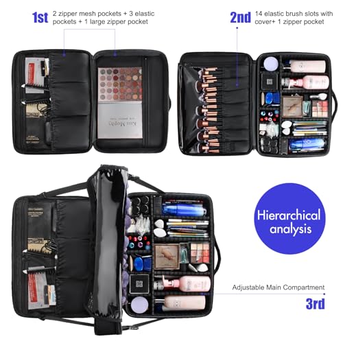 MONSTINA Extra Large Makeup Case 17 Inch Travel Makeup Train Case Professional Makeup Artist Case Nail Polish Organizer Storage Box with Two Adjustable Shoulder Strap - Image 5