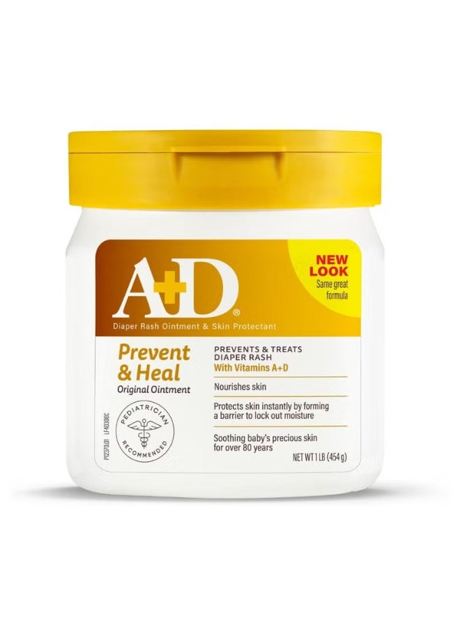 A+D Baby Diaper Rash Ointment, Baby Protectant with Vitamins a and D - 454g