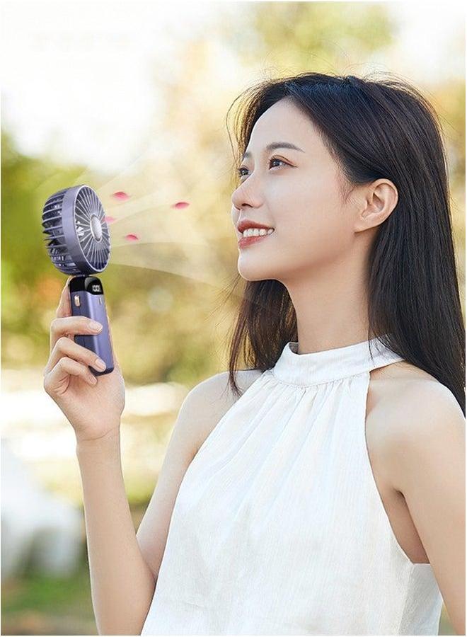 HOMESTAR 3-In-1 Hand-held Fan USB Interface Charging Portable Foldable Electric Charge Capacity Display Travel Office Mini  - Image 2