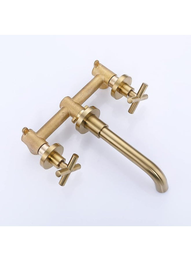 YD Premium Wall Mounted Basin Mixer Faucet Set with Dual Control Handles, Modern Bathroom Sink Tap System for Residential and Commercial Wash Areas, Durable Brass Water Outlet Fixture - Image 4