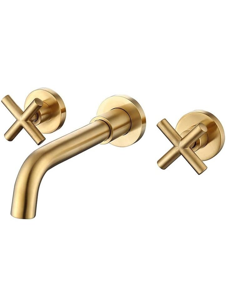 YD Premium Wall Mounted Basin Mixer Faucet Set with Dual Control Handles, Modern Bathroom Sink Tap System for Residential and Commercial Wash Areas, Durable Brass Water Outlet Fixture - Image 1