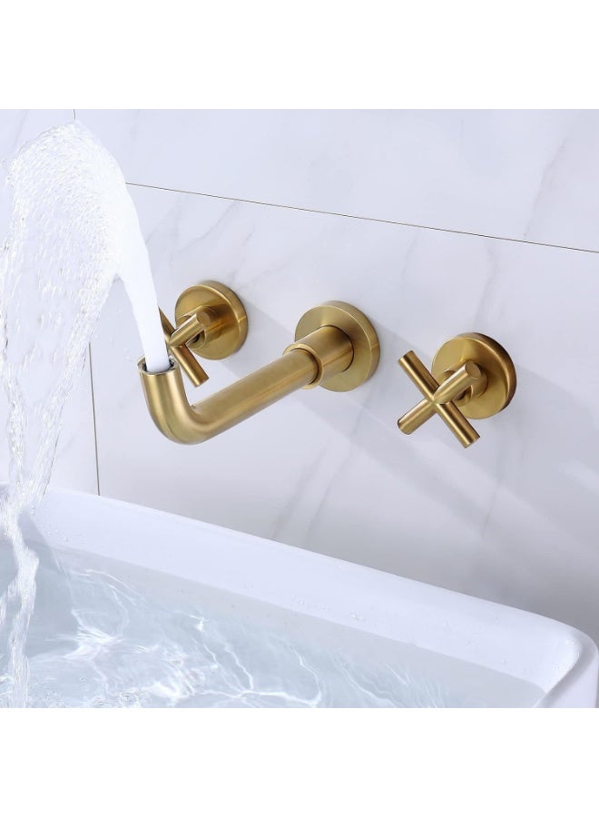YD Premium Wall Mounted Basin Mixer Faucet Set with Dual Control Handles, Modern Bathroom Sink Tap System for Residential and Commercial Wash Areas, Durable Brass Water Outlet Fixture - Image 3