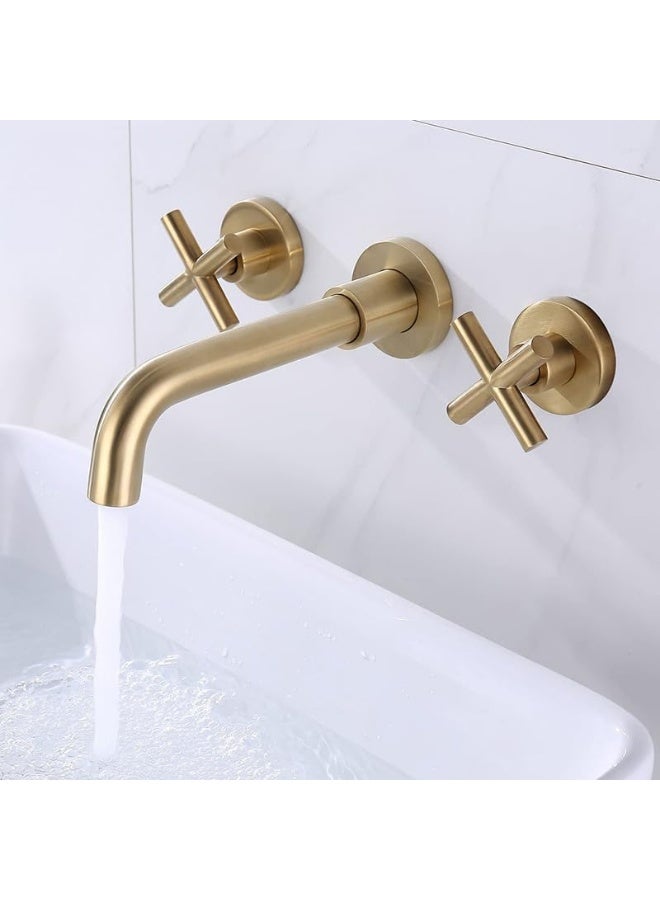 YD Premium Wall Mounted Basin Mixer Faucet Set with Dual Control Handles, Modern Bathroom Sink Tap System for Residential and Commercial Wash Areas, Durable Brass Water Outlet Fixture - Image 2