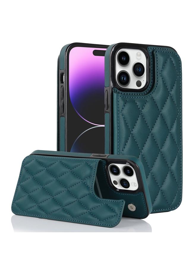 زبون جراب لهاتف iPhone 13 Pro Max مصنوع من جلد البولي يوريثان مع مشبك مزدوج على شكل معين - Image 1