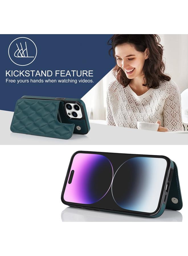 زبون جراب لهاتف iPhone 13 Pro Max مصنوع من جلد البولي يوريثان مع مشبك مزدوج على شكل معين - Image 4