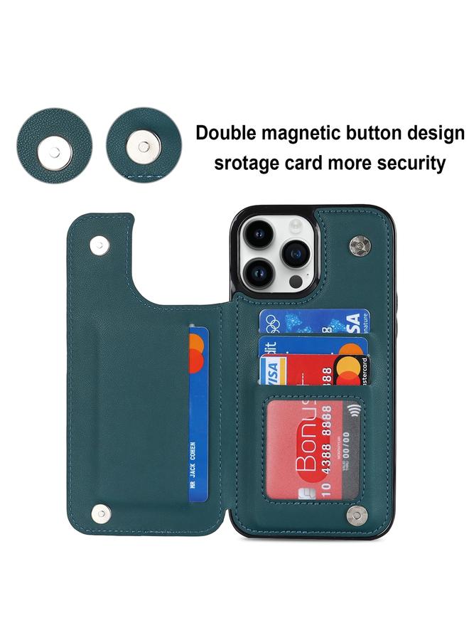 زبون جراب لهاتف iPhone 13 Pro Max مصنوع من جلد البولي يوريثان مع مشبك مزدوج على شكل معين - Image 3