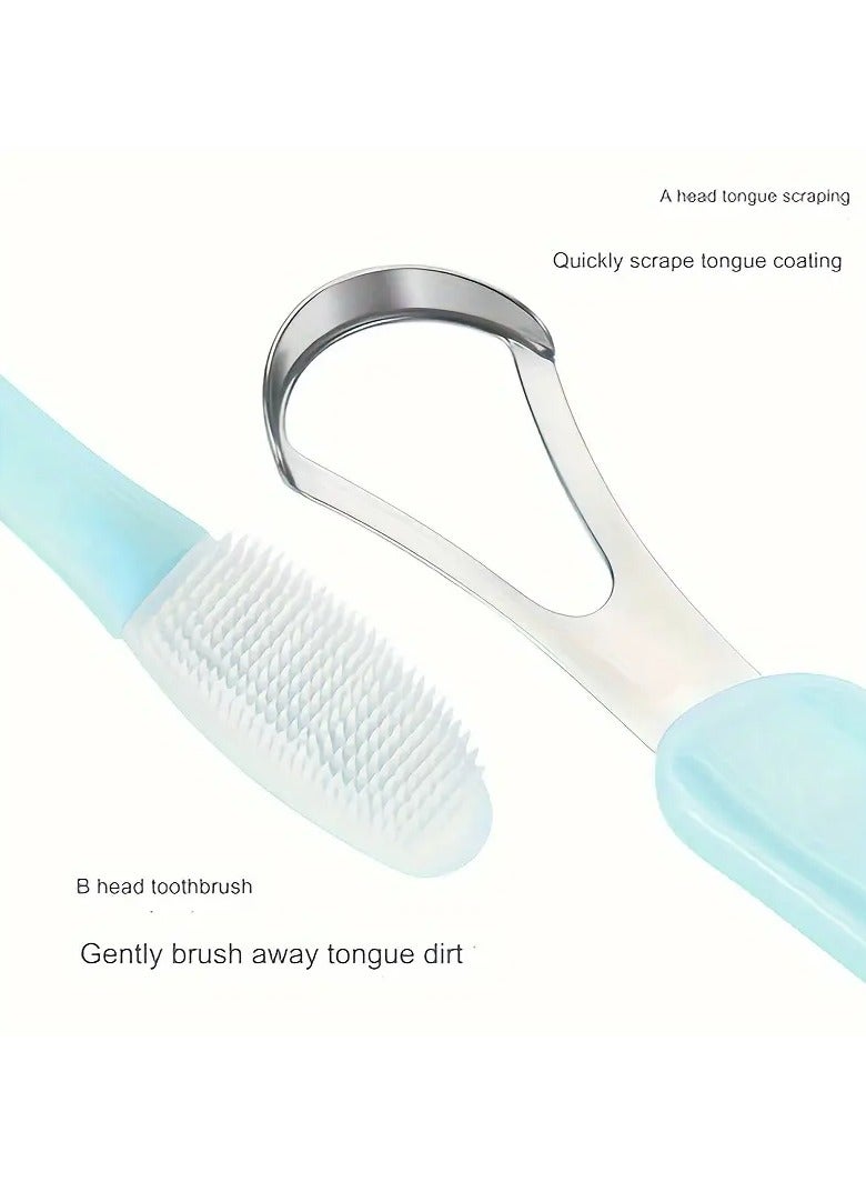 Ucanbe 2-in-1 Stainless Steel Tongue Scraper & Cleaner Set - Hypoallergenic, Portable Toothbrush for Home Oral Care - Image 4