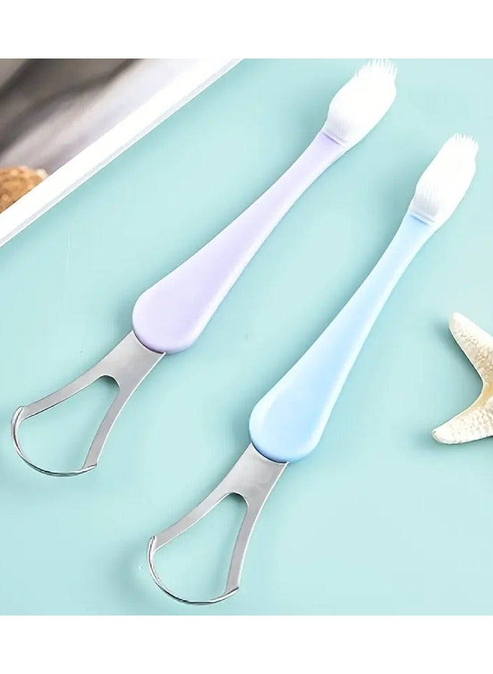 Ucanbe 2-in-1 Stainless Steel Tongue Scraper & Cleaner Set - Hypoallergenic, Portable Toothbrush for Home Oral Care - Image 2