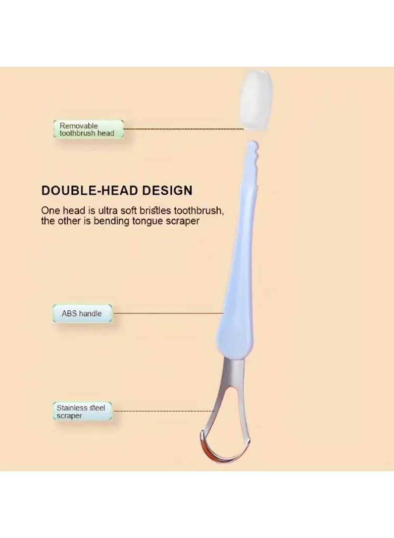 Ucanbe 2-in-1 Stainless Steel Tongue Scraper & Cleaner Set - Hypoallergenic, Portable Toothbrush for Home Oral Care - Image 3