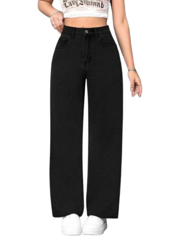 Ben Martin Baggy Jeans for Women || Women,s Loose Jean Pants || Oversized Jean's for Women's || Wide Leg Jean,s for Woman || Casual Jins for Woman's || Loose Jin Pant for Woman,s Black 05-34 - Image 1