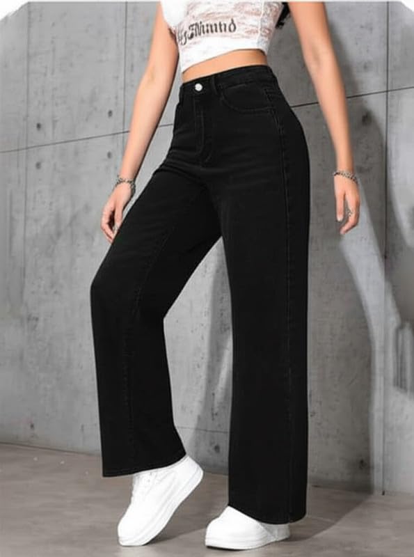 Ben Martin Baggy Jeans for Women || Women,s Loose Jean Pants || Oversized Jean's for Women's || Wide Leg Jean,s for Woman || Casual Jins for Woman's || Loose Jin Pant for Woman,s Black 05-34 - Image 4