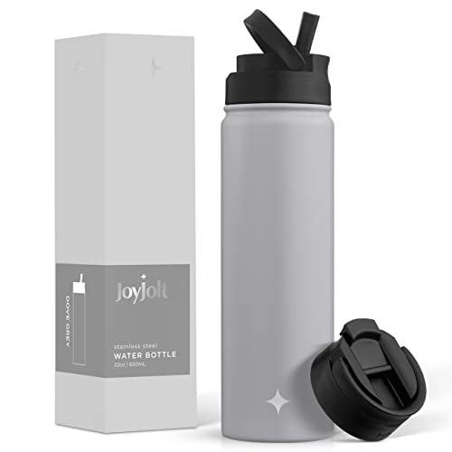 JoyJolt Triple Insulated Water Bottle with Straw Lid AND Flip Lid 22oz Water Bottle 12 Hour HotCold Vacuum Insulated Stainless Steel Water Bottle BPAFree Leakproof Water Bottles  Thermos Bottle