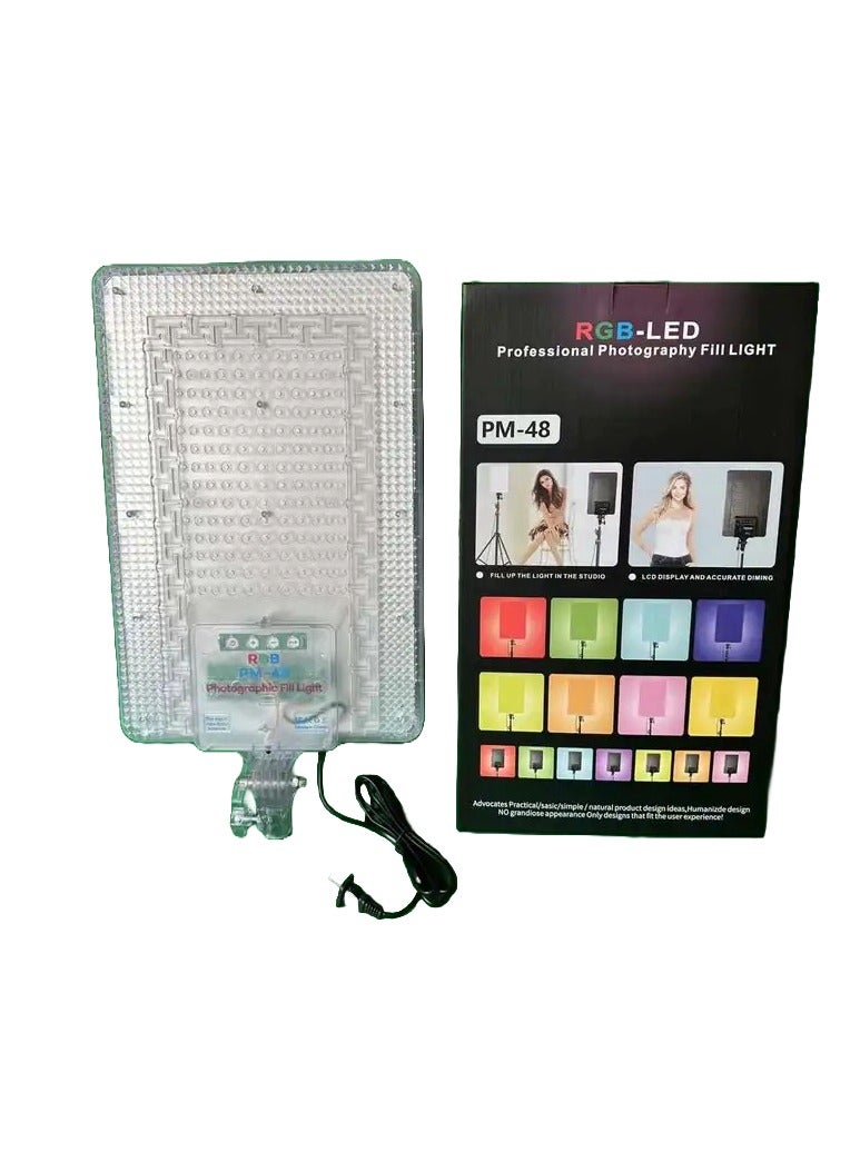 PM-48 RGB  Color Fill Light on Tripod Colorful RGB Photography Fill Light for Live Broadcast Studio - Image 2