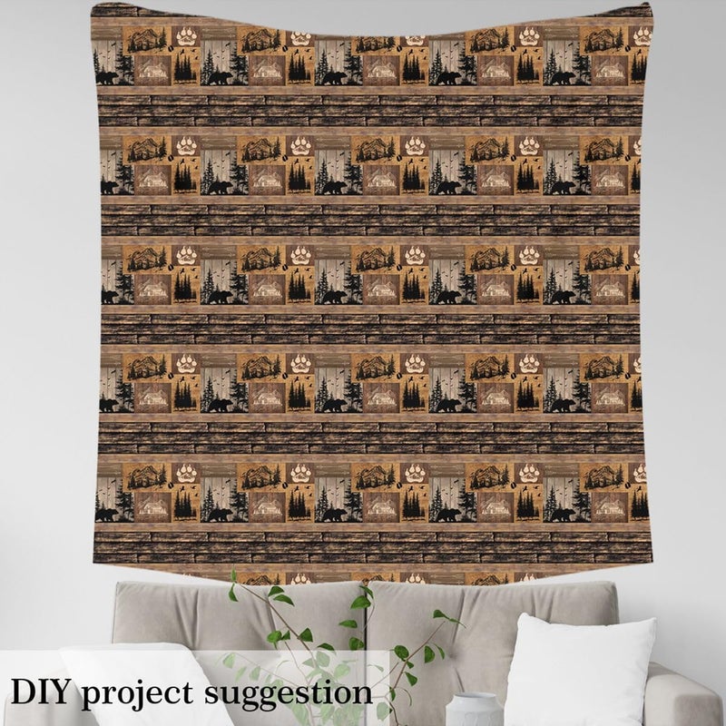 Wild Bear Upholstery Fabric for Chairs Rustic Farmhouse Decor Lake Cabin Outdoor Fabric by The Yard 72"x63", Retro Wood Camo Vintage Lodge Country Waterproof Fabric - Image 4