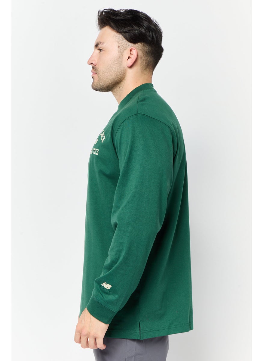 New Balance Men Sportswear Fit Training Long Sleeve T-Shirt, Green  - Image 3