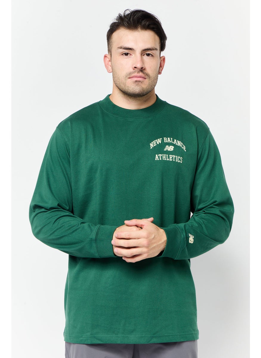 New Balance Men Sportswear Fit Training Long Sleeve T-Shirt, Green  - Image 1
