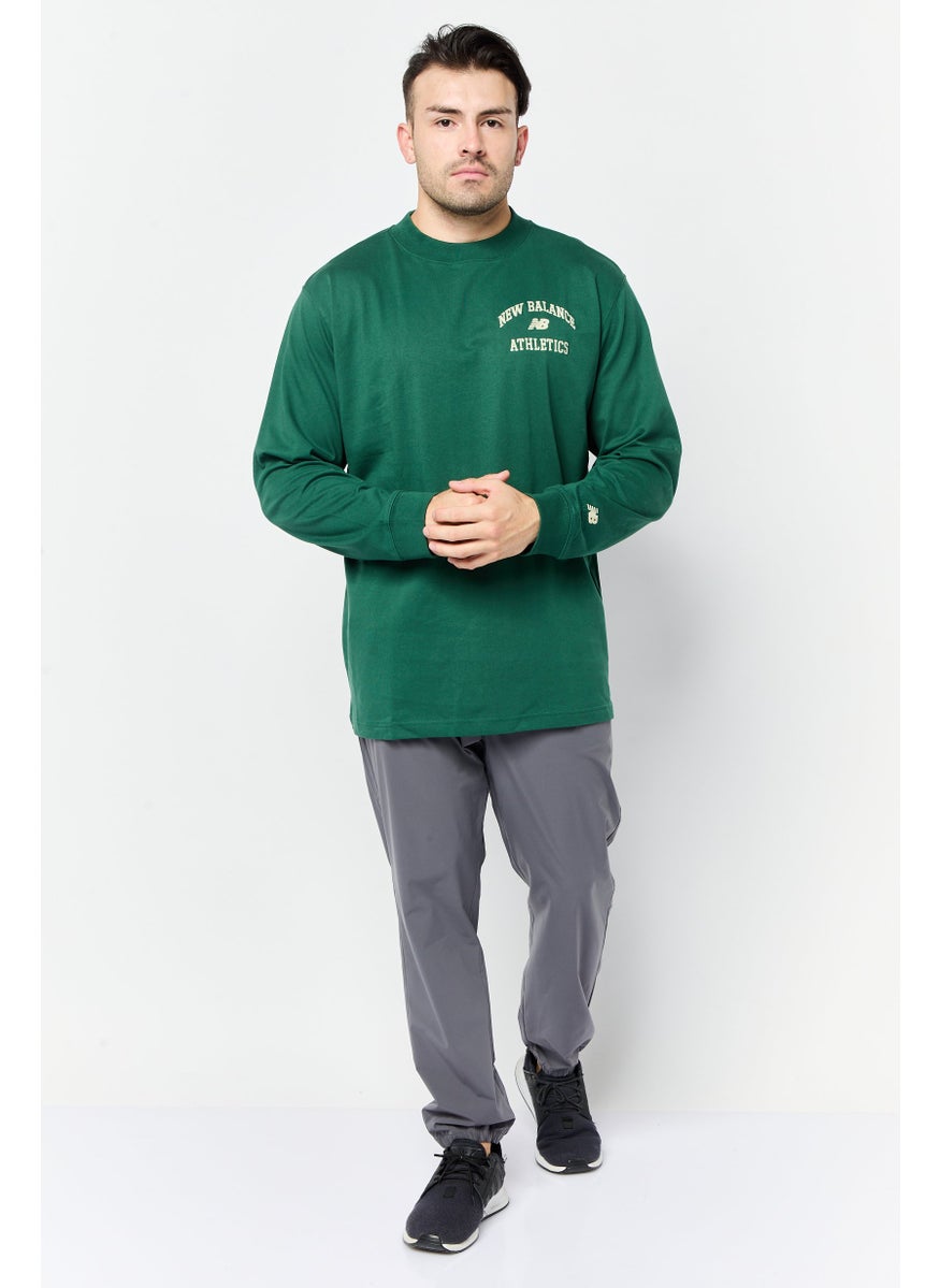 New Balance Men Sportswear Fit Training Long Sleeve T-Shirt, Green  - Image 2