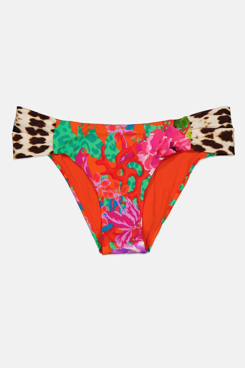 GUESS Women Allover Print Bikini Bottom, Orange Combo  - Image 1