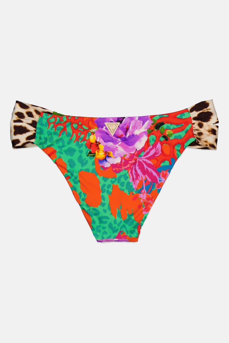GUESS Women Allover Print Bikini Bottom, Orange Combo  - Image 2