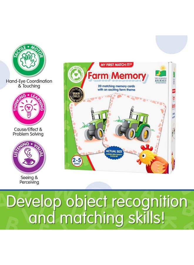 The Learning Journey My First Memory Game - Farm Memory - 20 Card Matching Memory Game - Educational Toddler Gifts for Boys & Girls Ages 2 and Up - Award Winning Learning Toy, Multi - Image 4