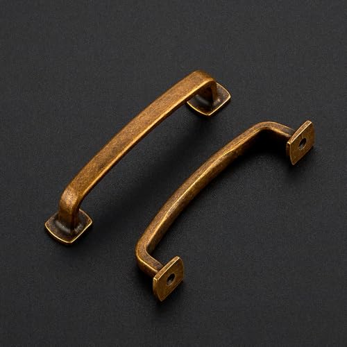 Ravinte Arch Cabinet Pulls Solid 10 Pack 5 Inch Antique Brass Kitchen Cabinet Handles Flat Square Foot Curved Drawer Pulls Hardware for Kitchen - Image 3