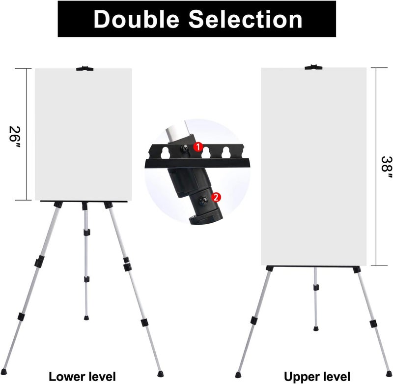 T-Sign Portable Artist Easel Stand - Adjustable Height Painting Easel with Bag - Table Top Art Drawing Easels for Painting Canvas, Wedding Signs & Tabletop Easels for Display - Metal Tripod - 17x66 inches - Image 4