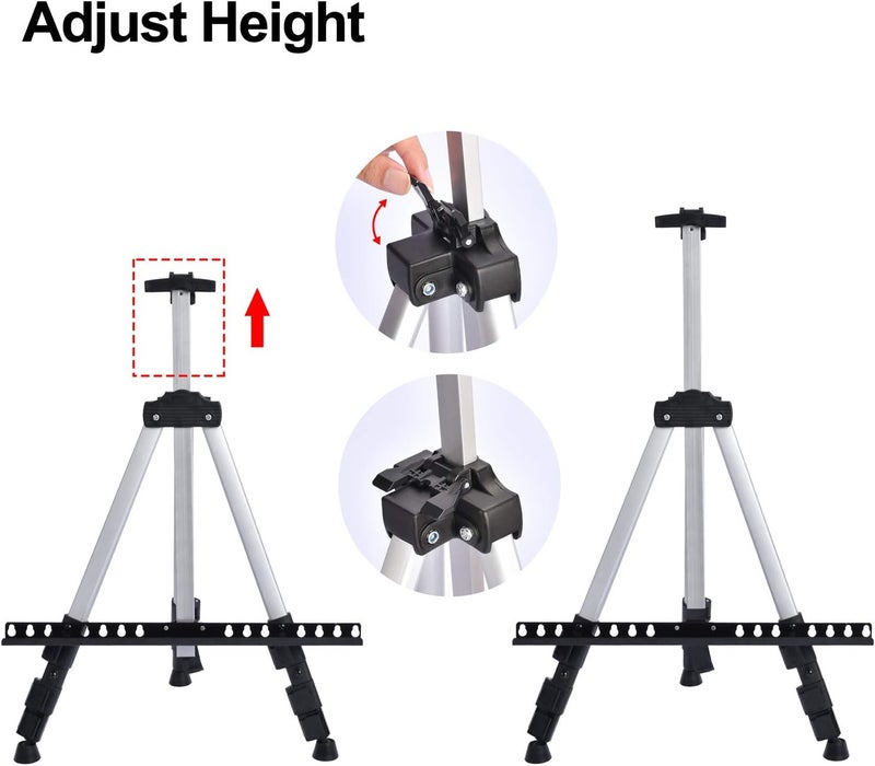 T-Sign Portable Artist Easel Stand - Adjustable Height Painting Easel with Bag - Table Top Art Drawing Easels for Painting Canvas, Wedding Signs & Tabletop Easels for Display - Metal Tripod - 17x66 inches - Image 5