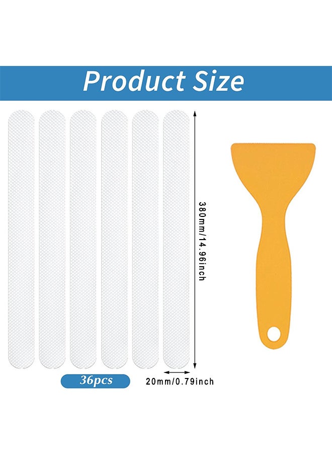 Depend 36PCS Transparent Non Slip Strip Stickers, Anti Slip Grip Stickers Non Slip Bath Mat Shower Stickers Clear Non-Abrasive Textured Baby Bath Stickers For A Better Grip Adhesive 20mm 380mm  - Image 3