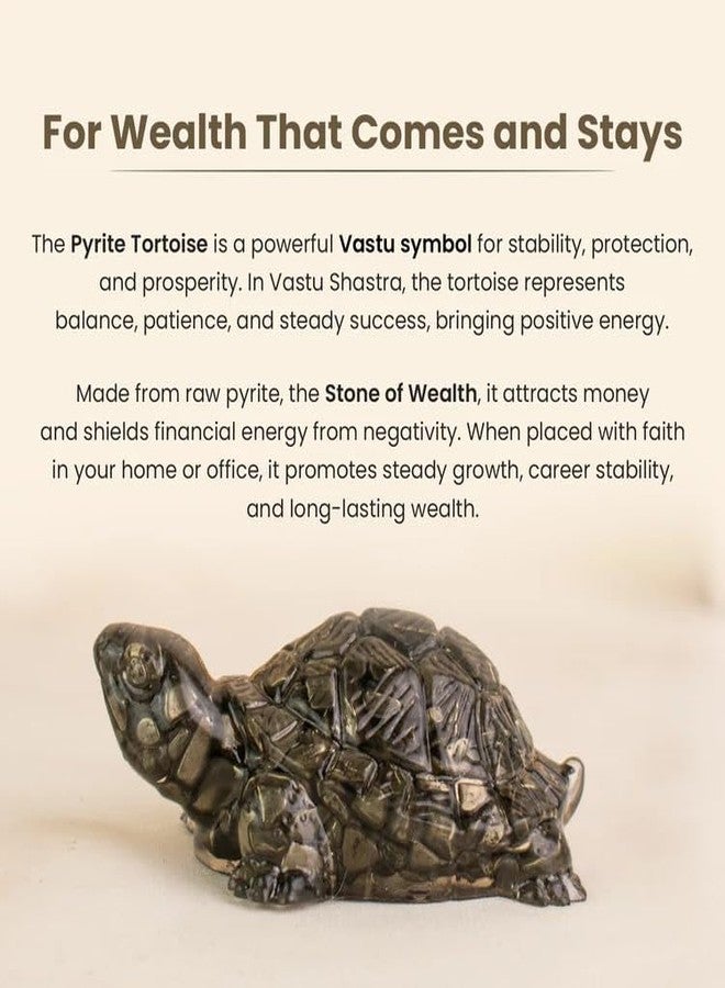 Astrotalk Pyrite Tortoise (Kachhua) 2.7x1 Inch | Pyrite Resin Turtle for Good Luck & Wealth | Crystal Tortoise for Good Luck for Home | Vastu Items for Housewarming Gift | Home Decor for Living Room - Image 2