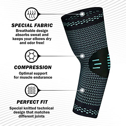 serveuttam� Elbow Support for Gym - Elbow Brace for Men Women Workout | Elbow Compression Sleeves with Straps for Tendonitis Pain Relief, Tennis, Volleyball, Cricket - Elbow Band (L, Blue) - Image 3
