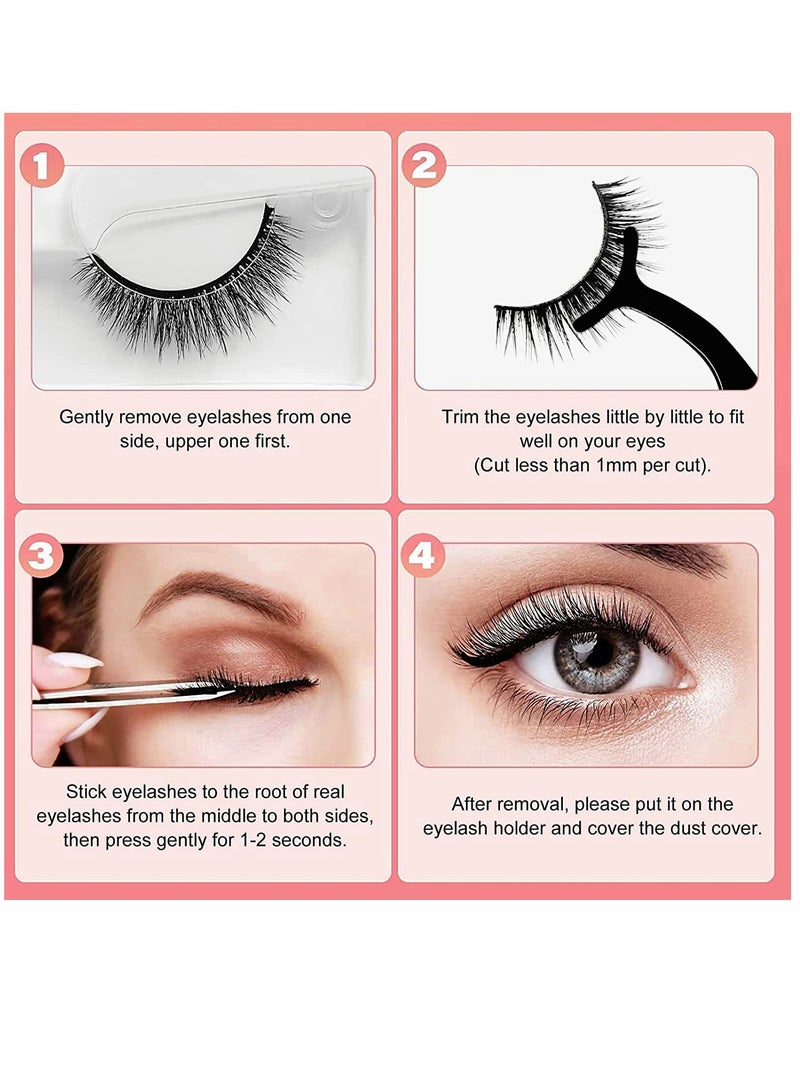 Excefore رموش لاصقة ذاتية اللصق قابلة لإعادة الاستخدام بمظهر طبيعي، لا تحتاج إلى كحل أو غراء وسهلة الارتداء، 5 أزواج من الرموش الصناعية اللاصقة للرجال والنساء - Image 5