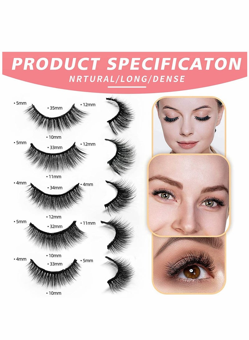 Excefore رموش لاصقة ذاتية اللصق قابلة لإعادة الاستخدام بمظهر طبيعي، لا تحتاج إلى كحل أو غراء وسهلة الارتداء، 5 أزواج من الرموش الصناعية اللاصقة للرجال والنساء - Image 4