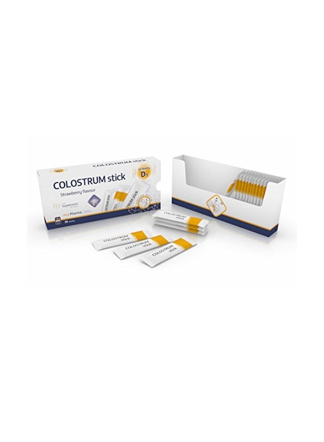 Colostrum Stick Vit D3 Dietary Supplement, Strawberry Flavor, 30 Sticks