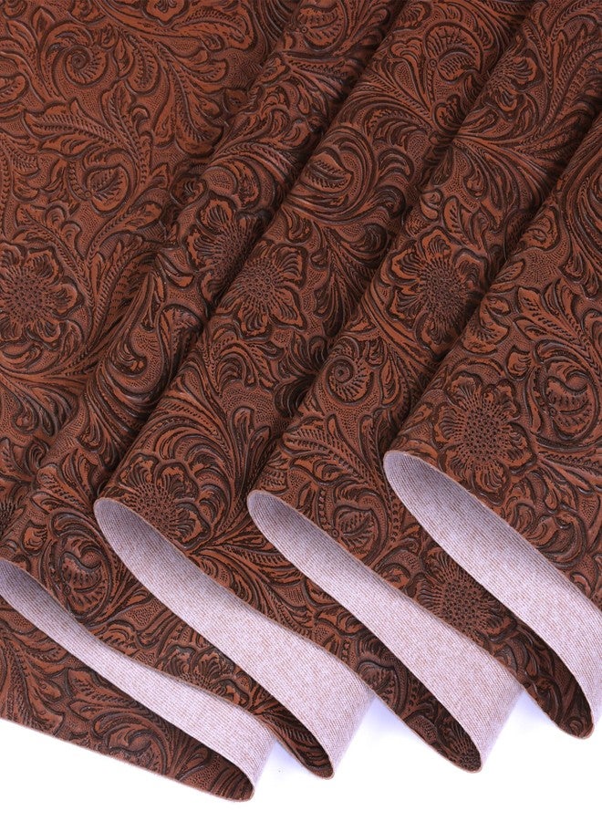 Ramya Embossed Faux Leather Sheets Fabric 12" x 53",for Handmade DIY Bows Wallet Sewing,Leather Earring Crafts Projects (Brown) - Image 2
