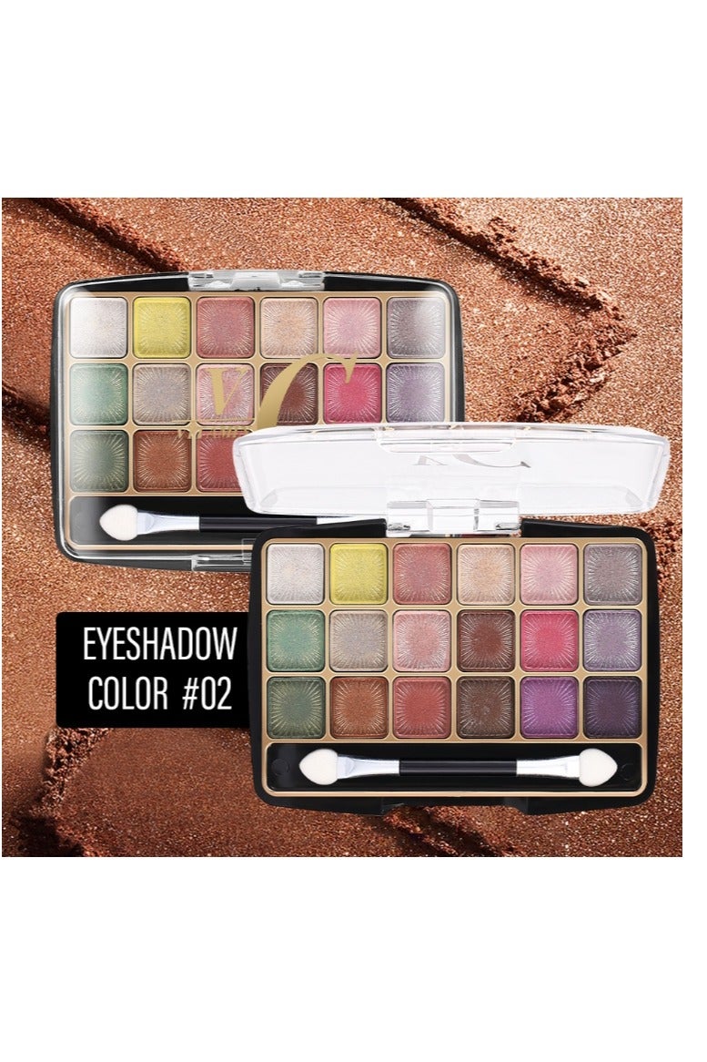 في سي لوحات ظلال العيون، لوحات ظلال العيون لتحديد العيون للنساء، 18 لونًا من بودرة ظلال العيون المضغوطة اللامعة 02 - Image 1