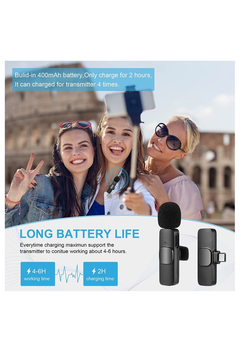Generic - Wireless Lavalier Microphone for Type-C Phone, Plug-Play Wireless Mic with 2 Microphone for USB-C Android Phone Video Recording, Interview, Vlog, Auto Sync and Noise Reduction - Image 1