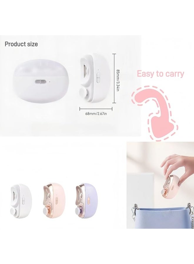 ihomeshop Electric Nail Clippers 2-in-1 – USB-C Rechargeable Automatic Trimmer & Polisher, 2-Speed, LED Light, Built-in Nail Storage, 130 g Portable, Safe for Newborn to Adult, White - Image 4