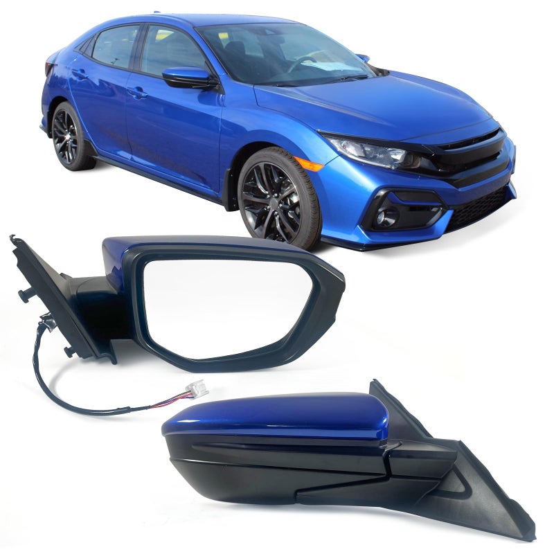 Lqito Right Passenger Side Door Mirror For 20162021 HONDA CIVIC LX SE Sport with Power Mirror Ajust Manual Fold NonHeated Match to Aegean Blue Metallic Pearl Replace 76208TBAC03ZA HO13212833 Pins