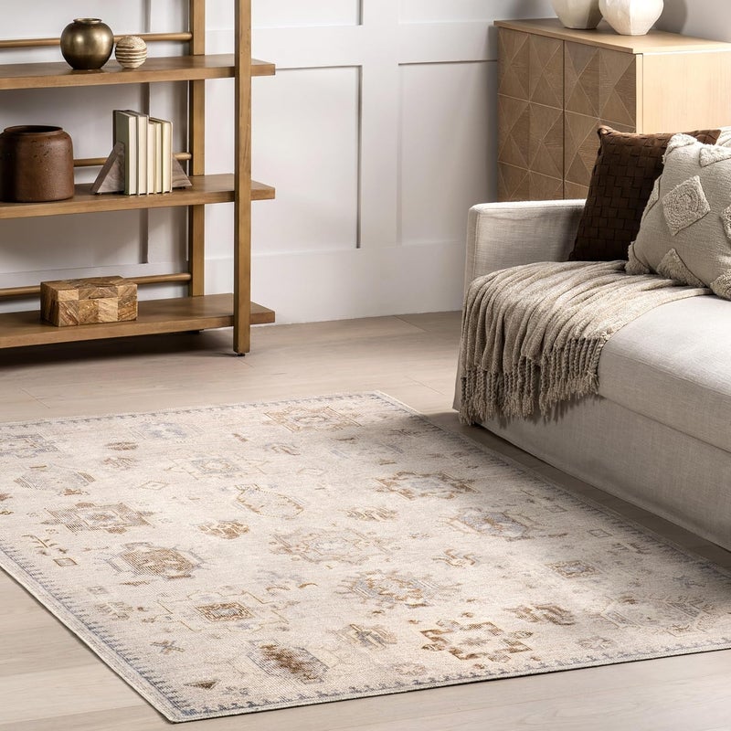 nuLOOM Krystin Medallion 2x3 Machine Washable Accent Rug for Living Room Bedroom Dining Room Entryway Kitchen, Beige/Ivory - Image 1